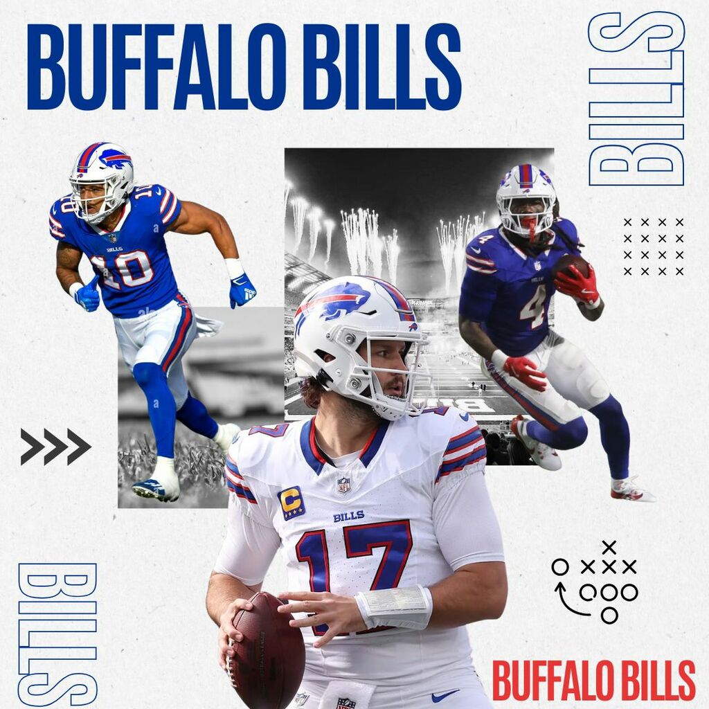 bills promo poster, featuring key players like josh allen